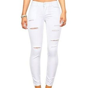 Ripped white skinny jeans